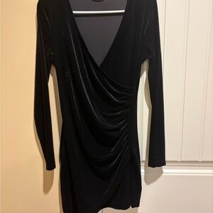 SHEIN Black Draped Long Sleeve Dress